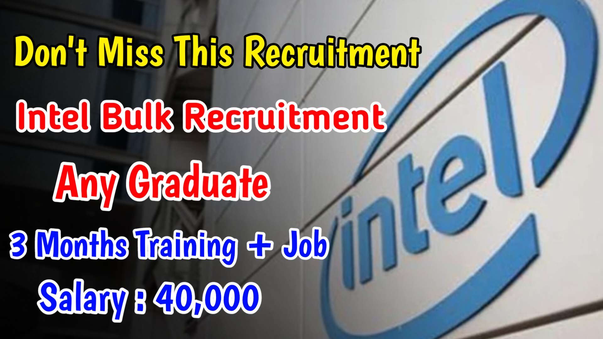 Latest Intel Recruitment 2024 | Graduate Intern Technical | Jobs For Freshers